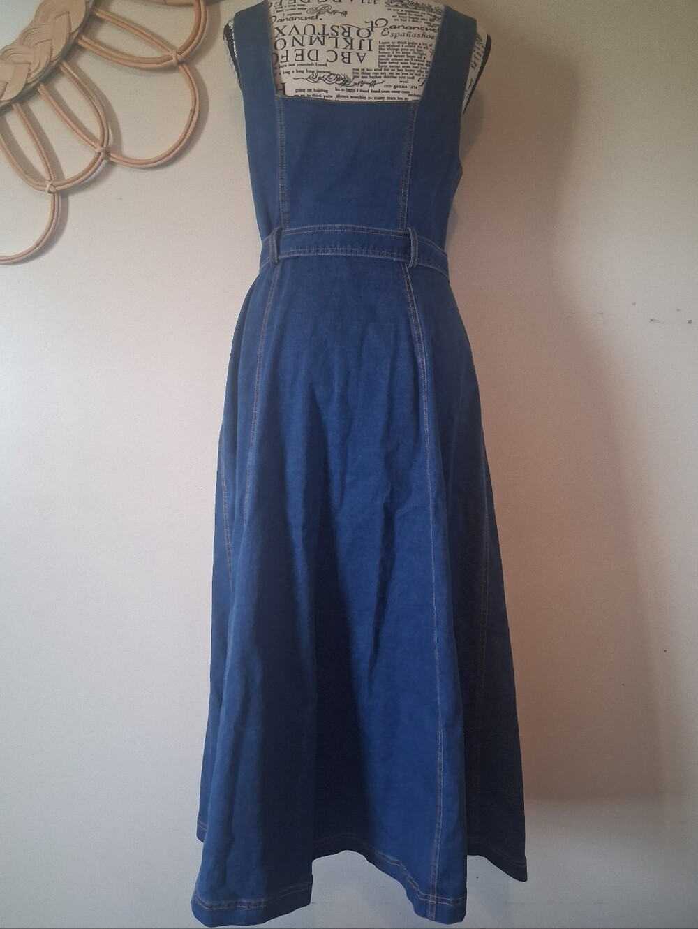 Jason Wu Sleeveless Denim Midi Dress with Belt - Blue Size 4 P2P 18 - Picture 7 of 10